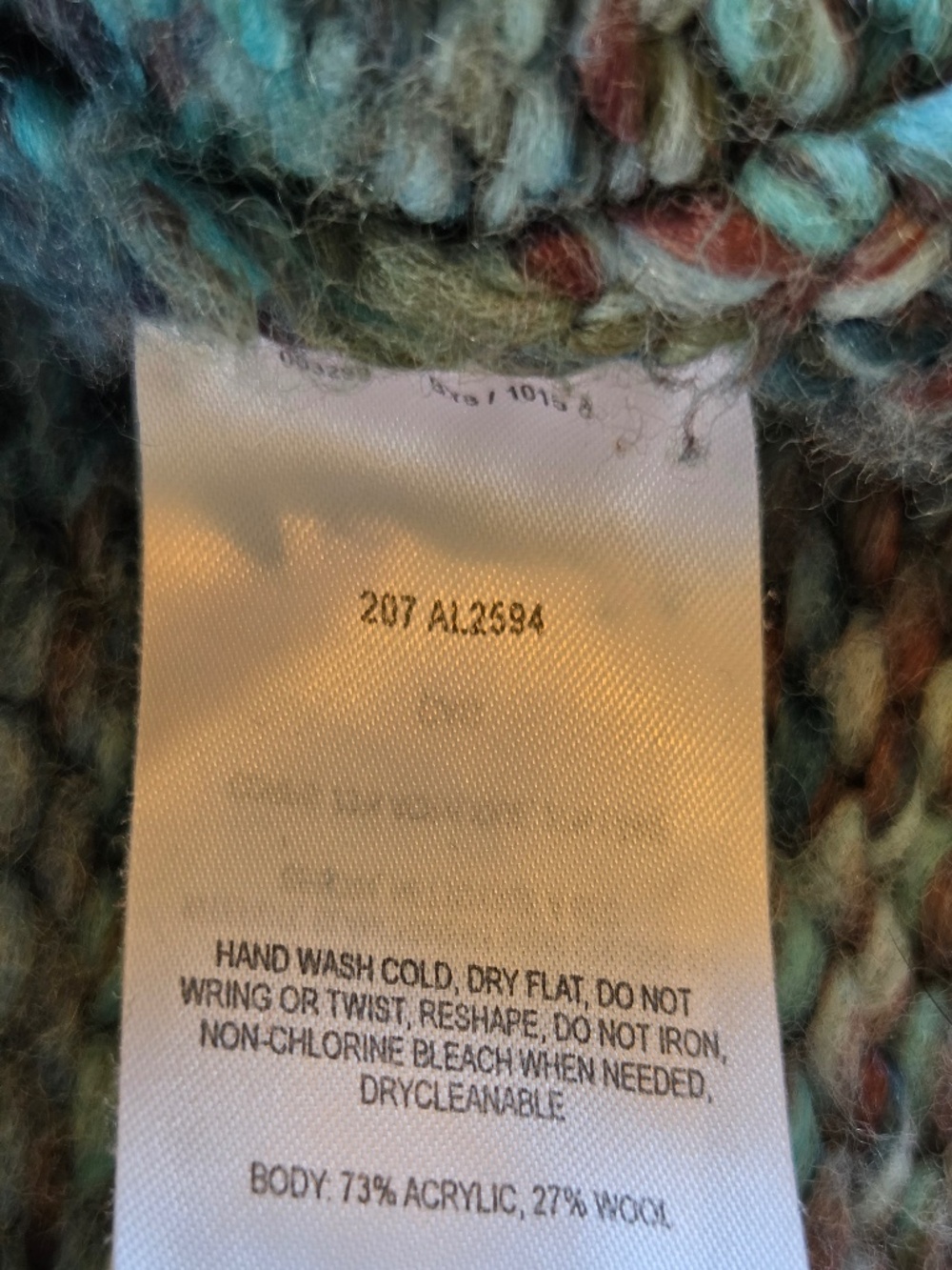 Columbia wool blend sweater L boxy chunky knit roll hem turtleneck cottage core - Picture 8 of 10